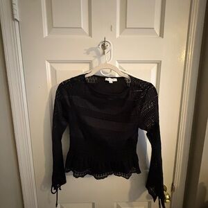 Chic Black Lace Women's Blouse